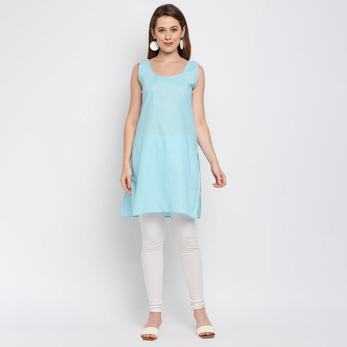 Lucknow Chikankari Hand Embroidered Kurta with matching slip - Indiankala4u
