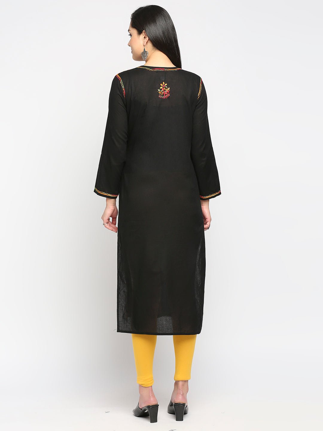 Lucknow chikankari Hand Embroidered Long Kurti for Women, Plus Sizes - Indiankala4u