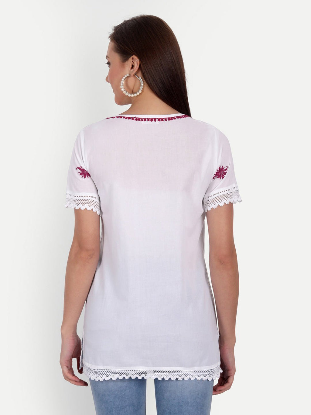 Lucknow Chikankari Hand Embroidered Top - Indiankala4u