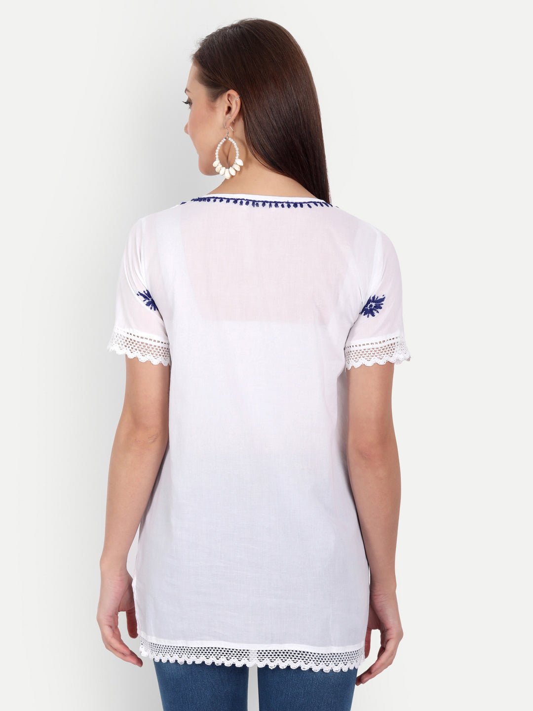 Lucknow Chikankari Hand Embroidered Top - Indiankala4u