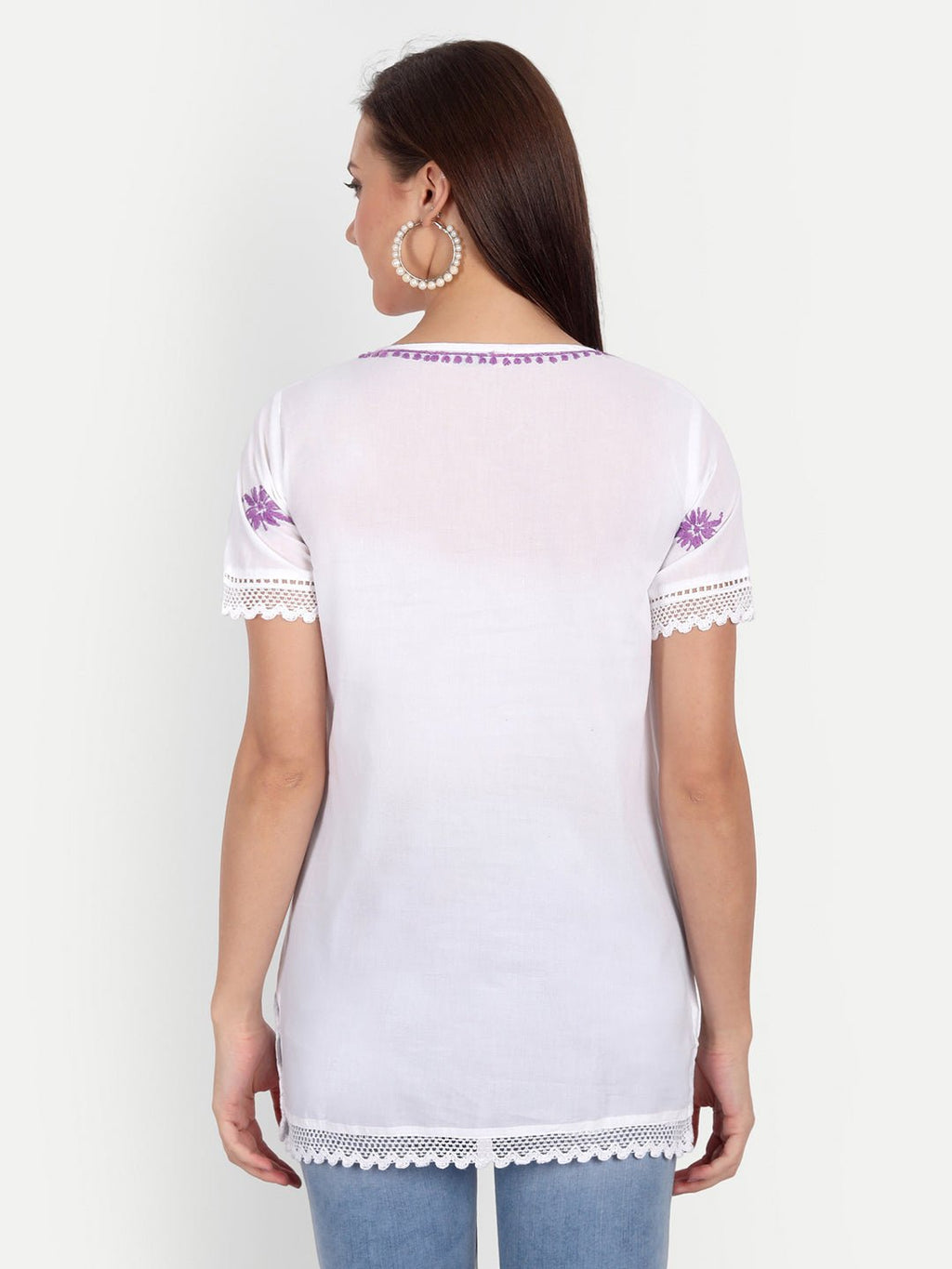 Lucknow Chikankari Hand Embroidered Top - Indiankala4u