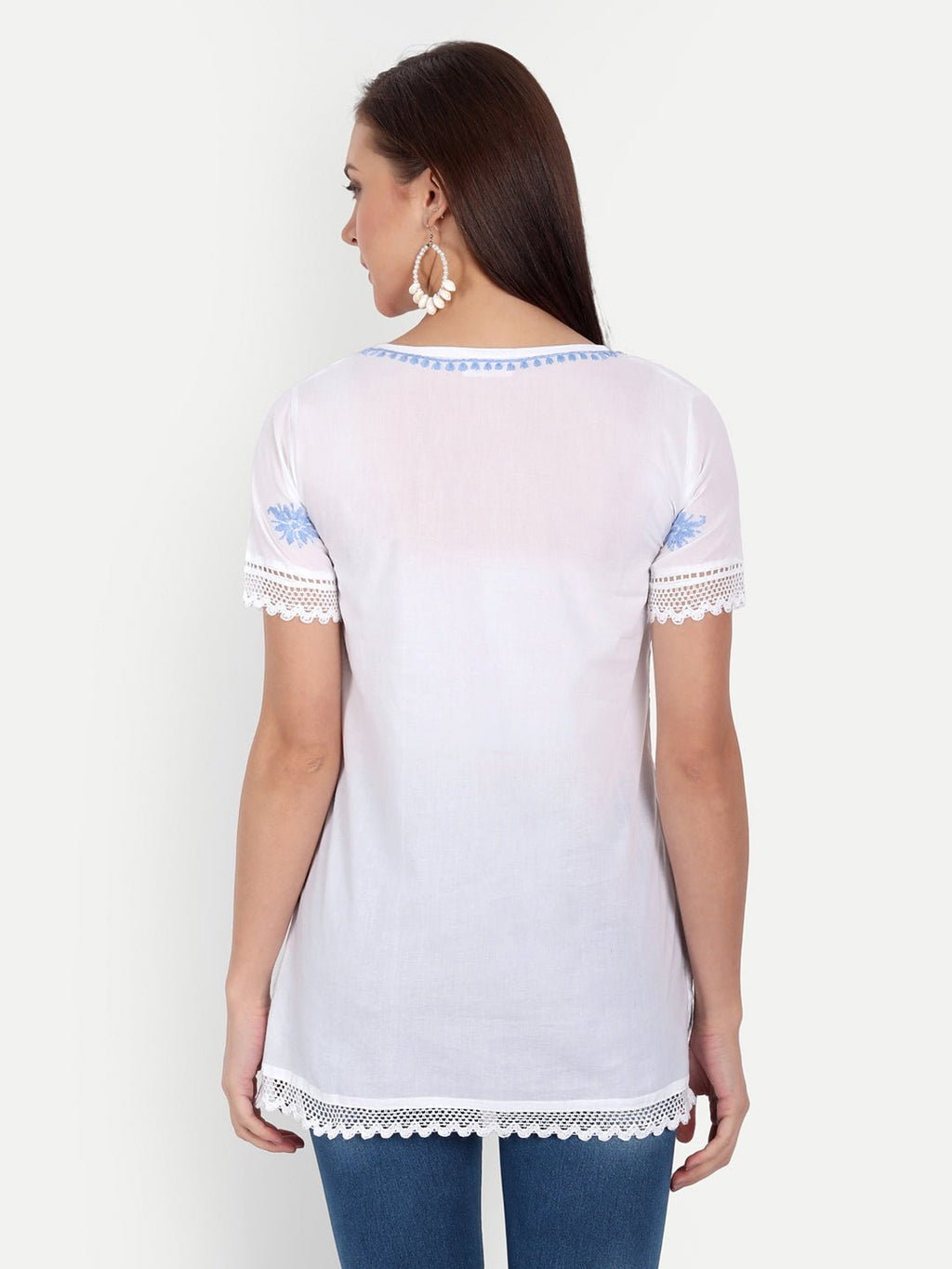 Lucknow Chikankari Hand Embroidered Top - Indiankala4u