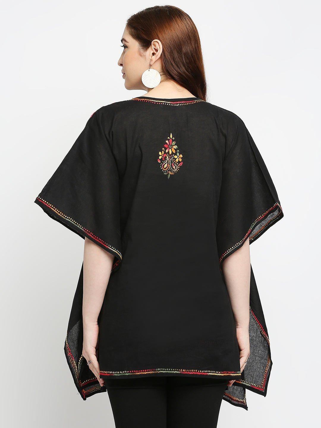 Lucknow Chikankari Hand Embroidered Top Cotton Kaftan - Indiankala4u