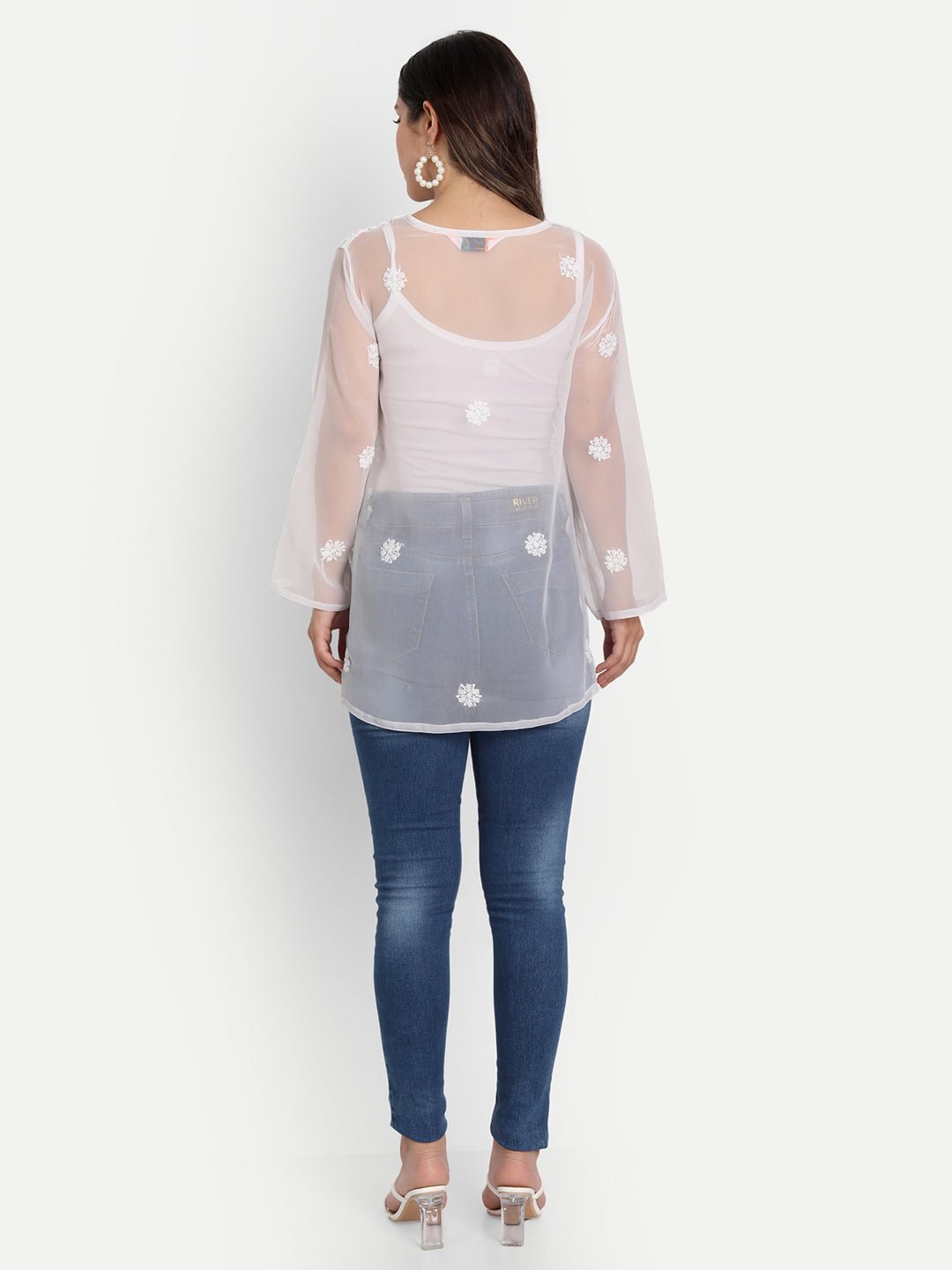 Lucknow Chikankari Hand Embroidered Top Georgette - Indiankala4u