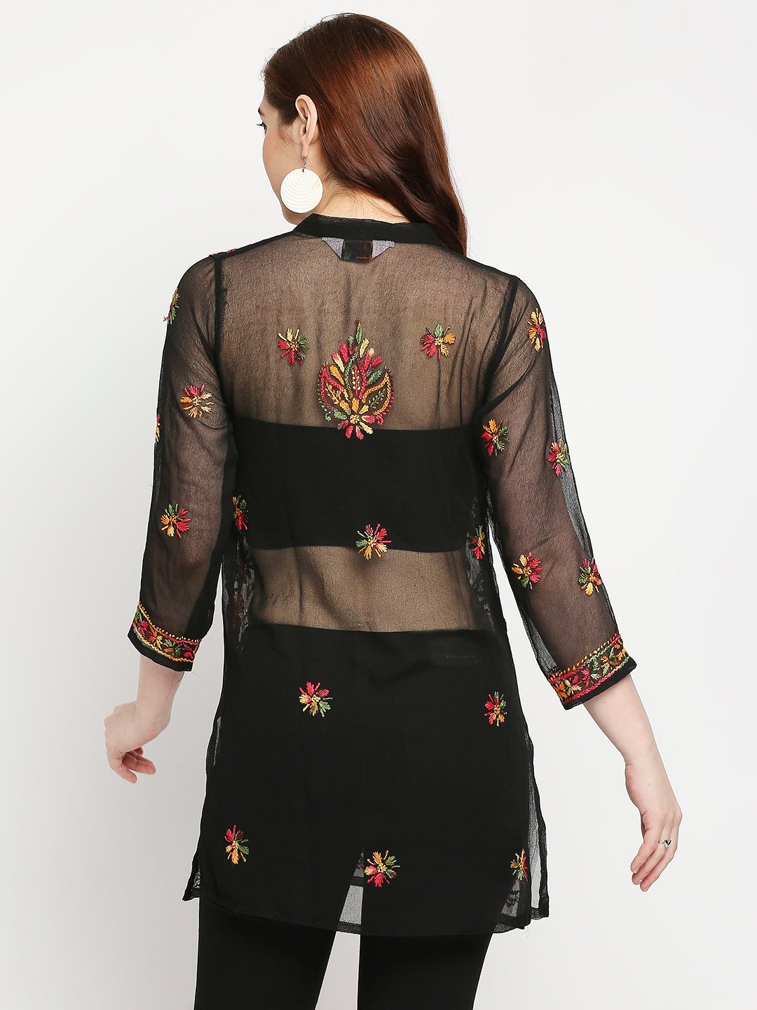 Lucknow Chikankari Hand Embroidered Top Georgette - Indiankala4u