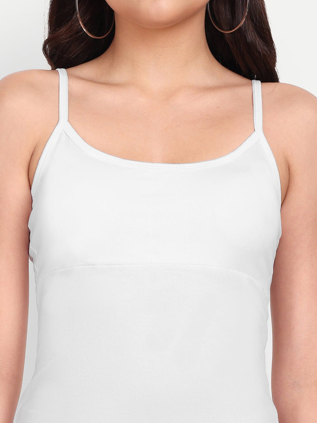 Padded Camisole Cotton Lycra Slip Spaghetti Tank Top Removable Washable Pads - Indiankala4u