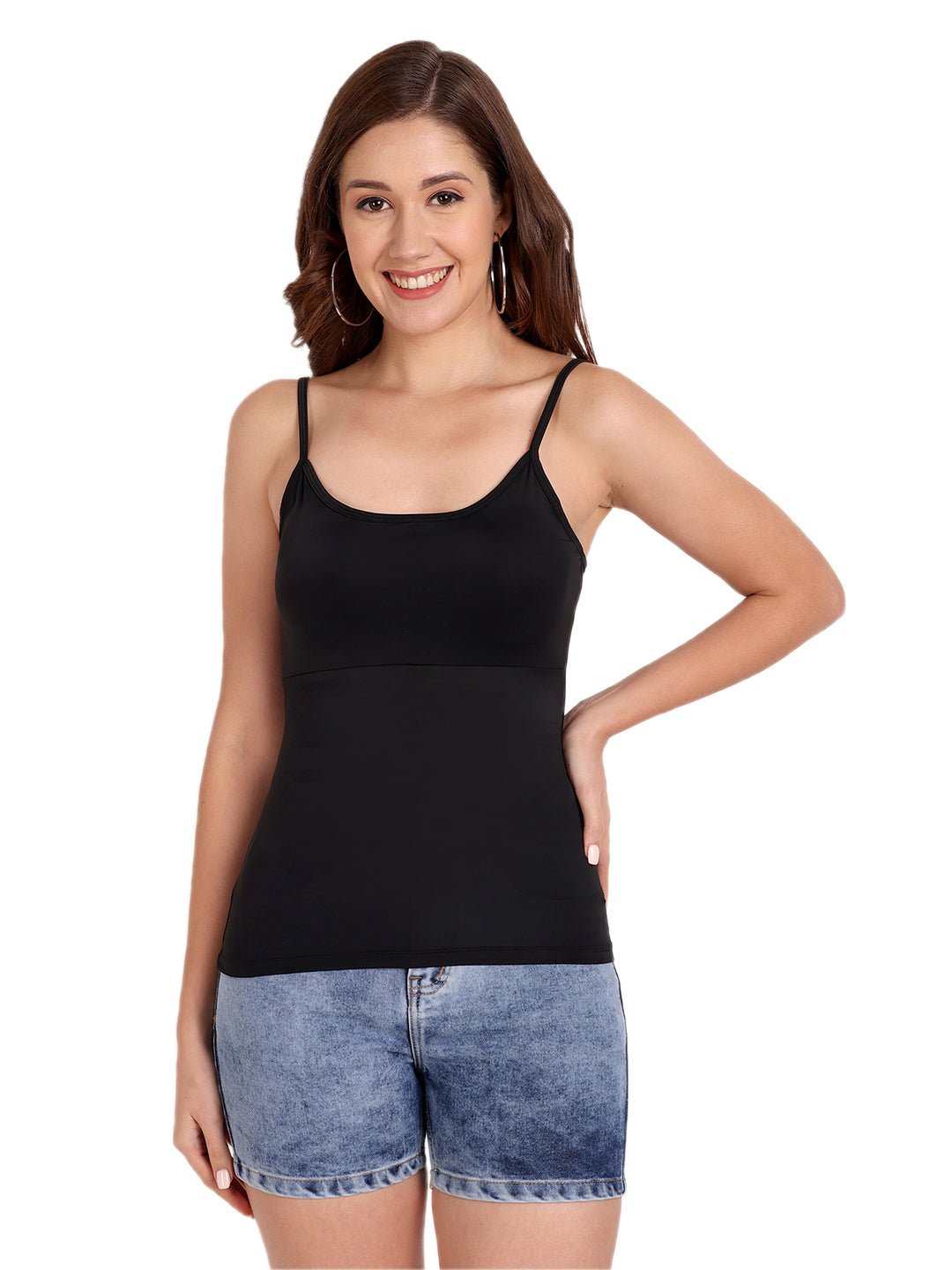 Quick dry Padded Camisole Slip Spaghetti Tank Top Removable Washable Pads - Indiankala4u