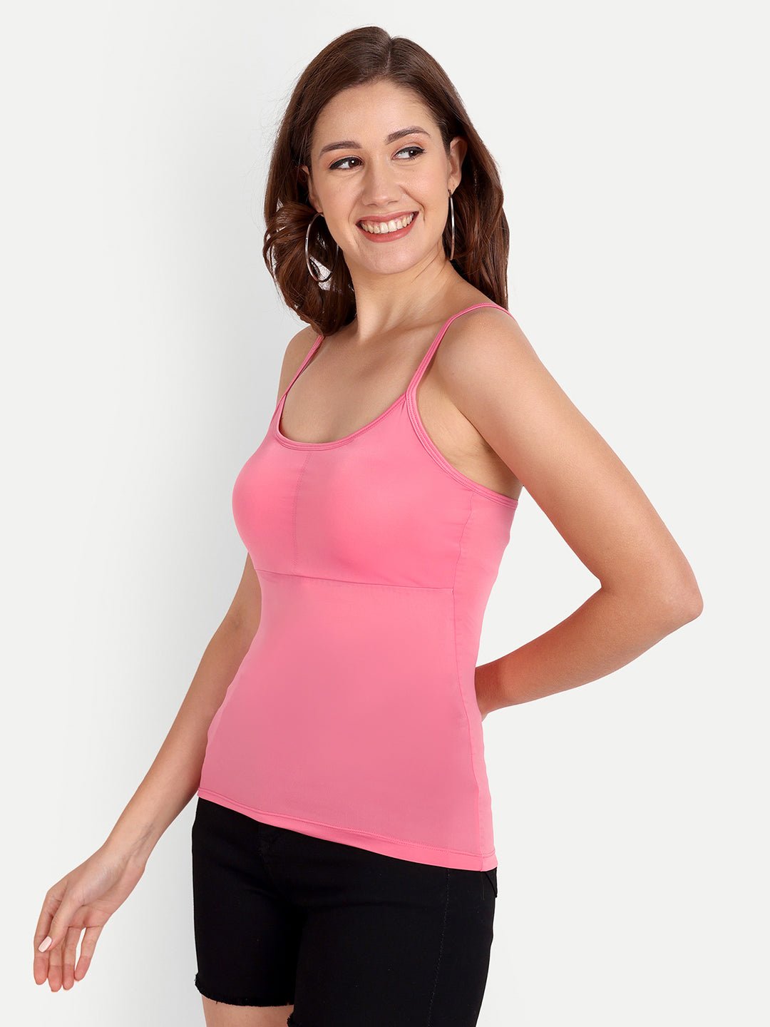 Quick dry Padded Camisole Slip Spaghetti Tank Top Removable Washable Pads - Indiankala4u