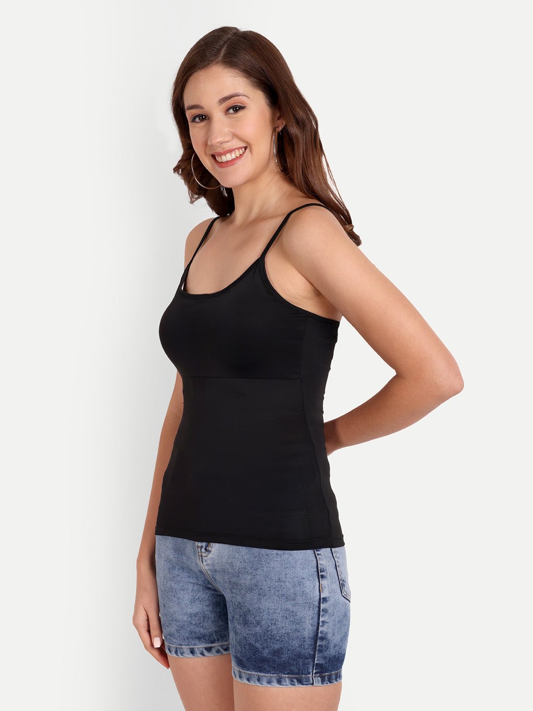 Quick dry Padded Camisole Slip Spaghetti Tank Top Removable Washable Pads - Indiankala4u