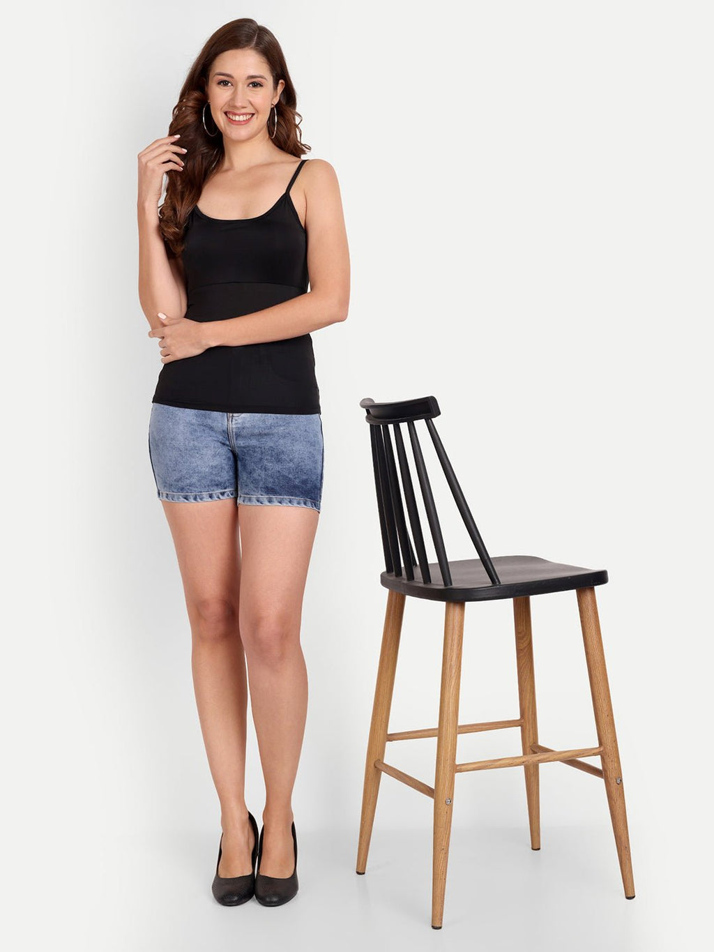 Quick dry Padded Camisole Slip Spaghetti Tank Top Removable Washable Pads - Indiankala4u