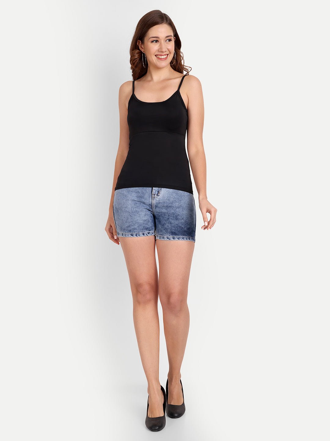 Quick dry Padded Camisole Slip Spaghetti Tank Top Removable Washable Pads - Indiankala4u