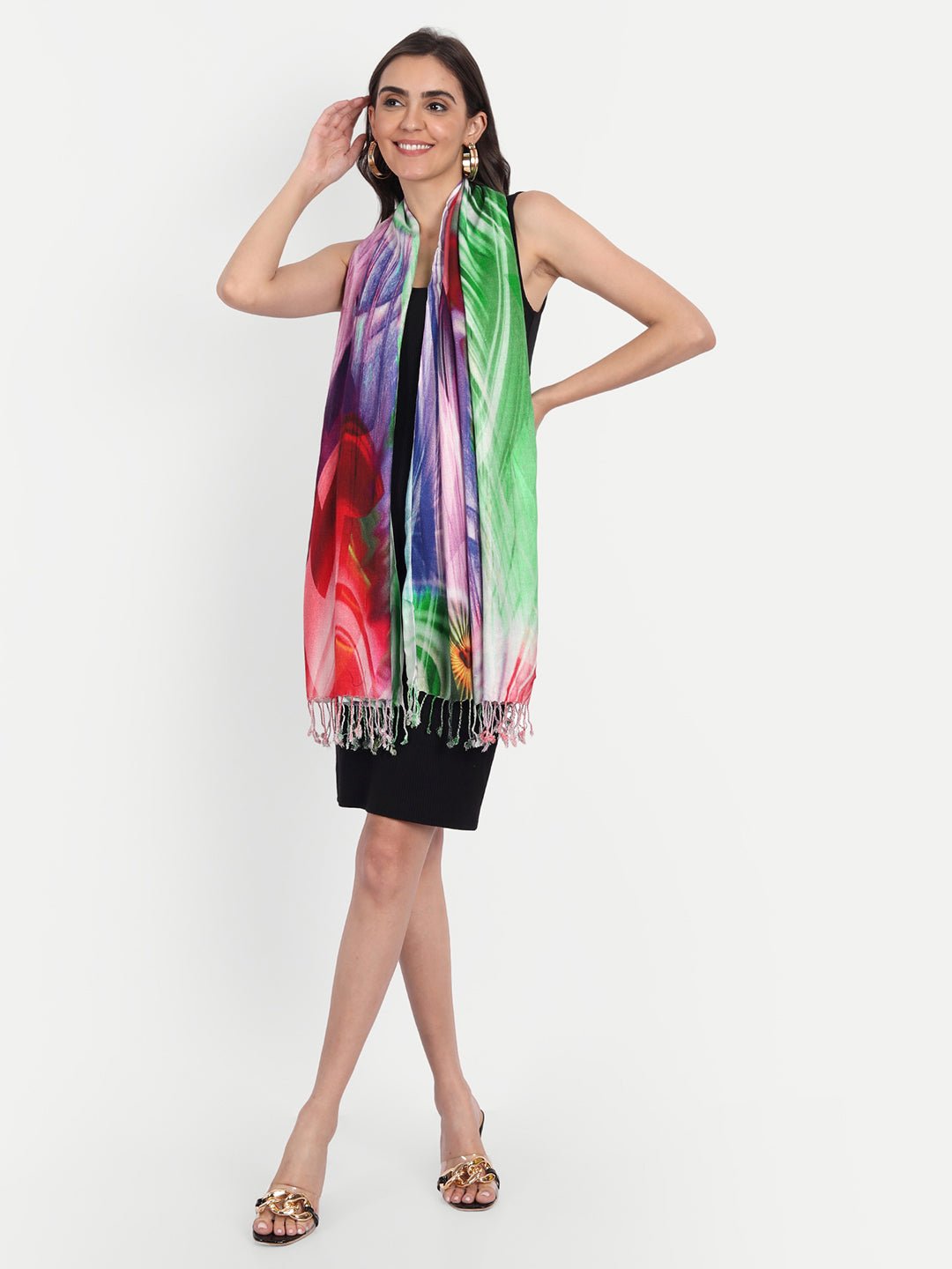 Viscose Multi color Printed Soft & Stylish Scarf/Scarves, Shawl and Stoles - Indiankala4u